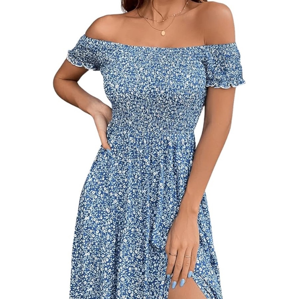 Light Blue ditsy floral maxi dress